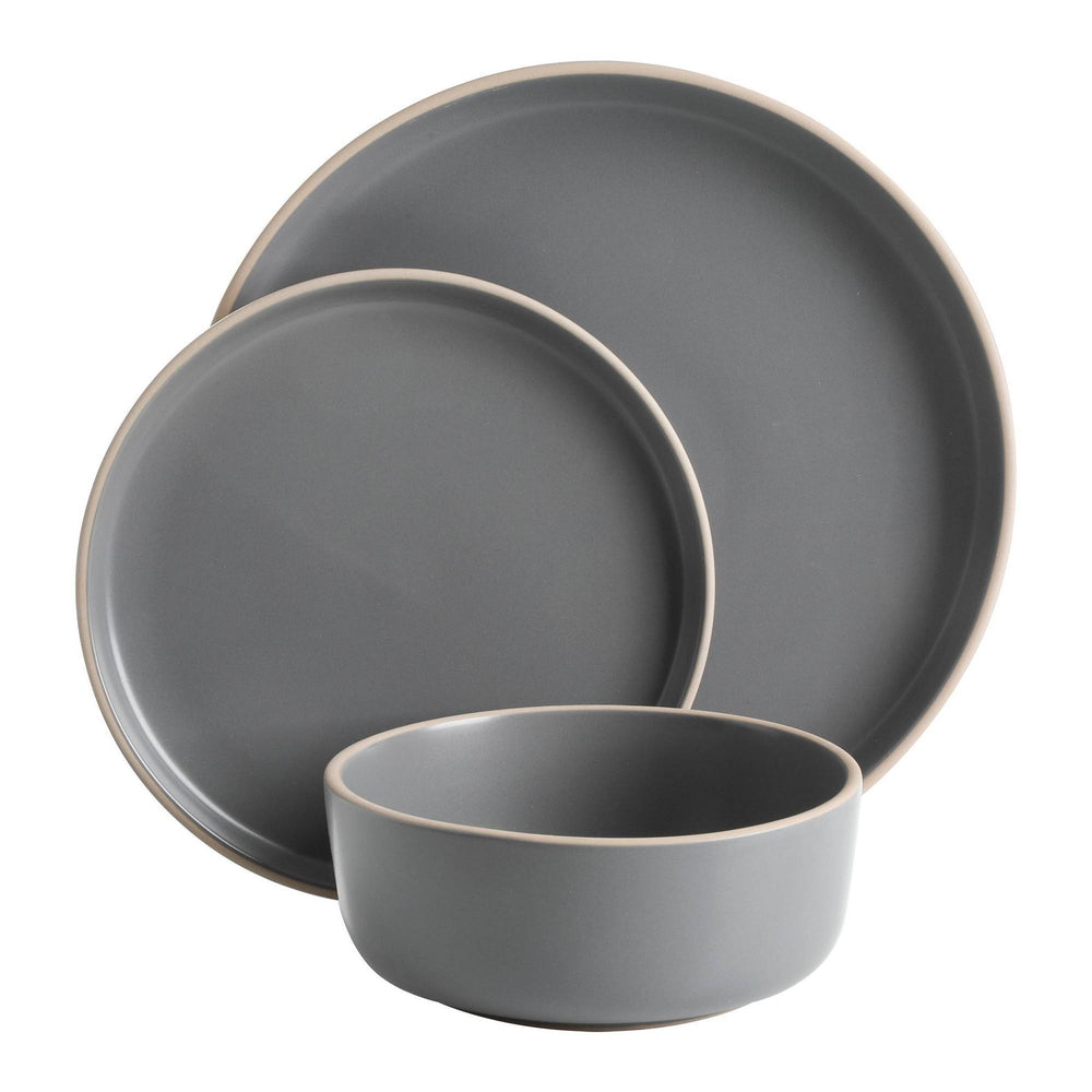 Gibson Home Zuma 18-Piece Stoneware Dinnerware Set Gray