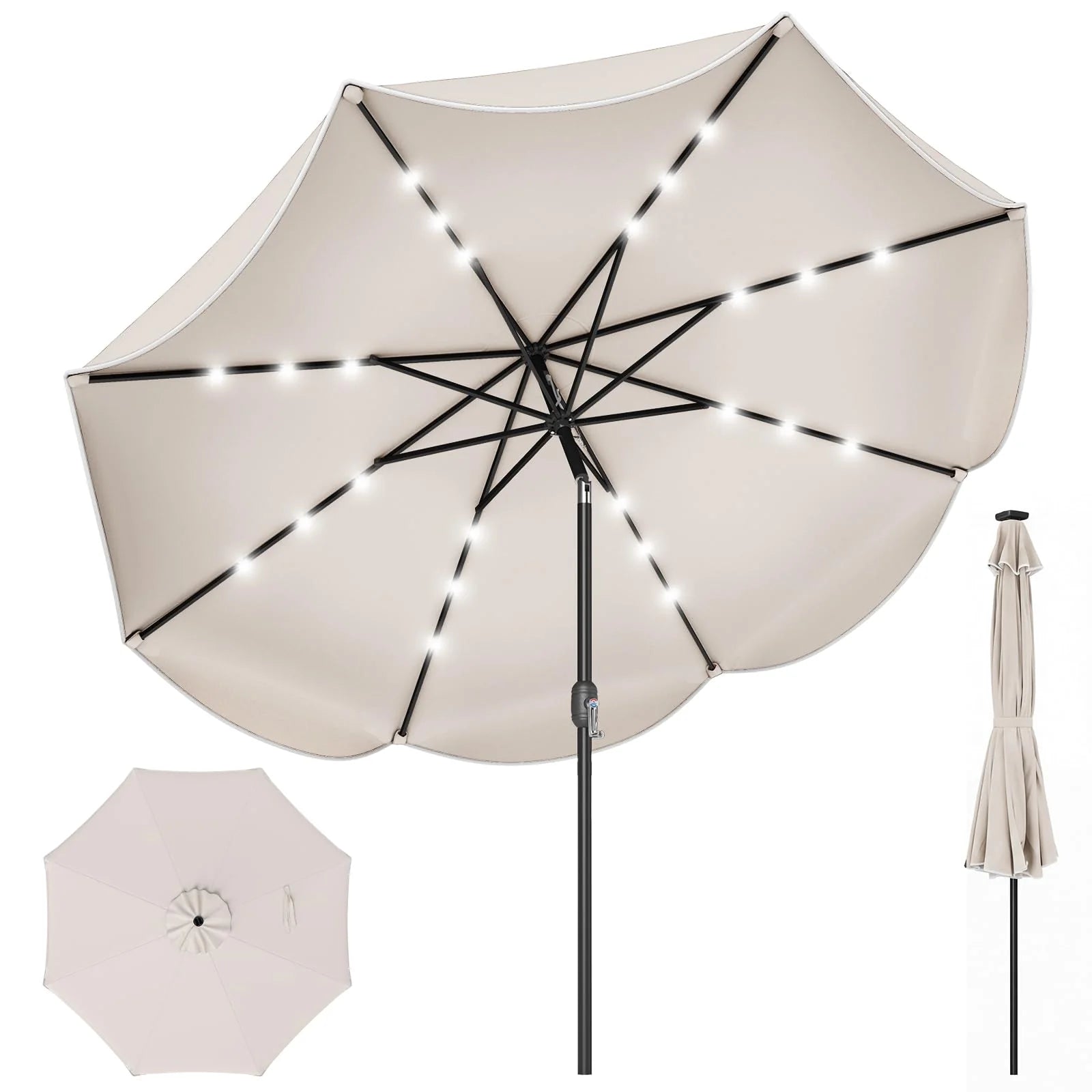 Tangkula 9 FT Solar Patio Umbrella with Base Included