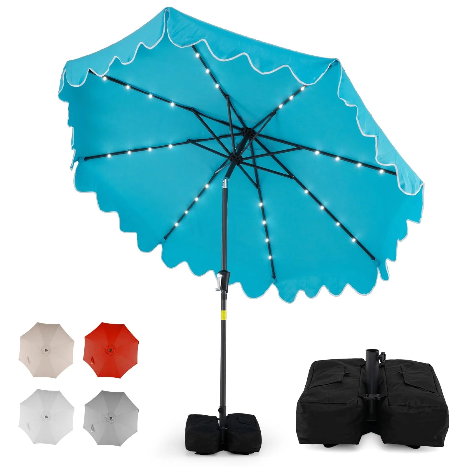 Tangkula 9 FT Solar Patio Umbrella with 32 LED Lights