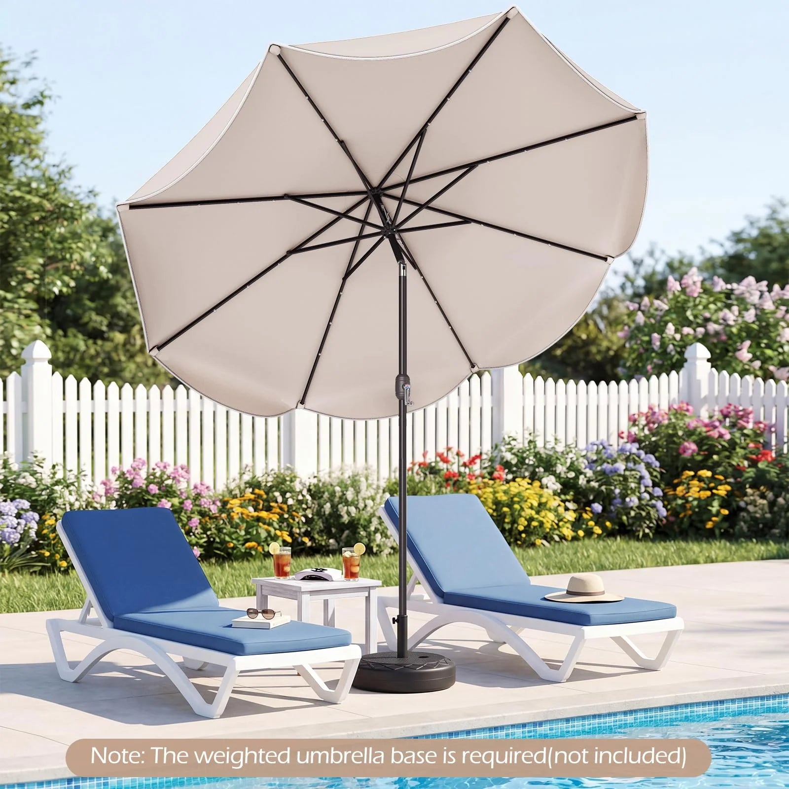 Tangkula 9 FT Solar Patio Umbrella with Base Included