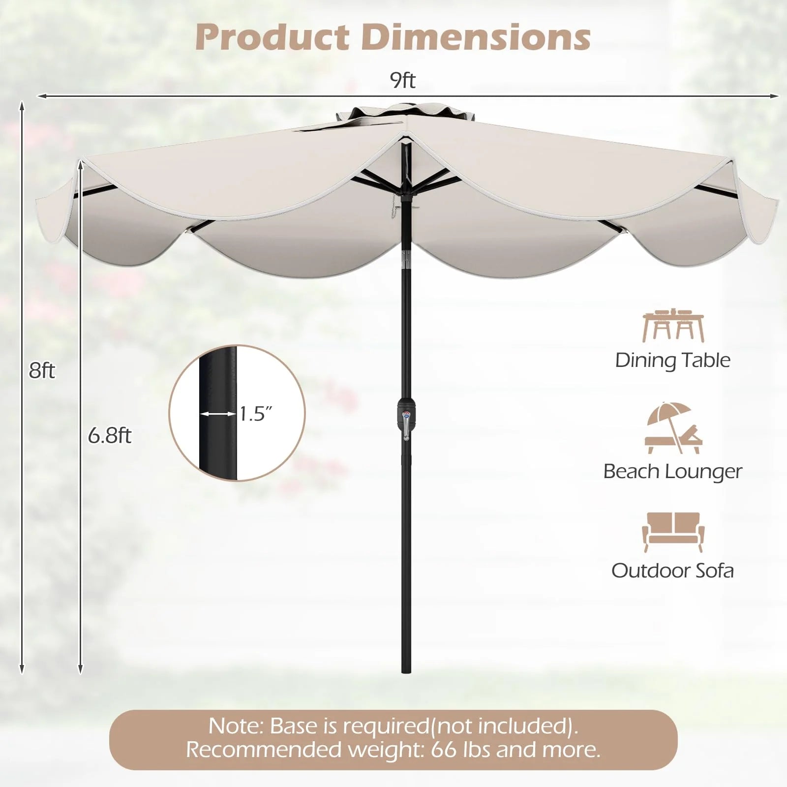 Tangkula 9 FT Solar Patio Umbrella with Base Included