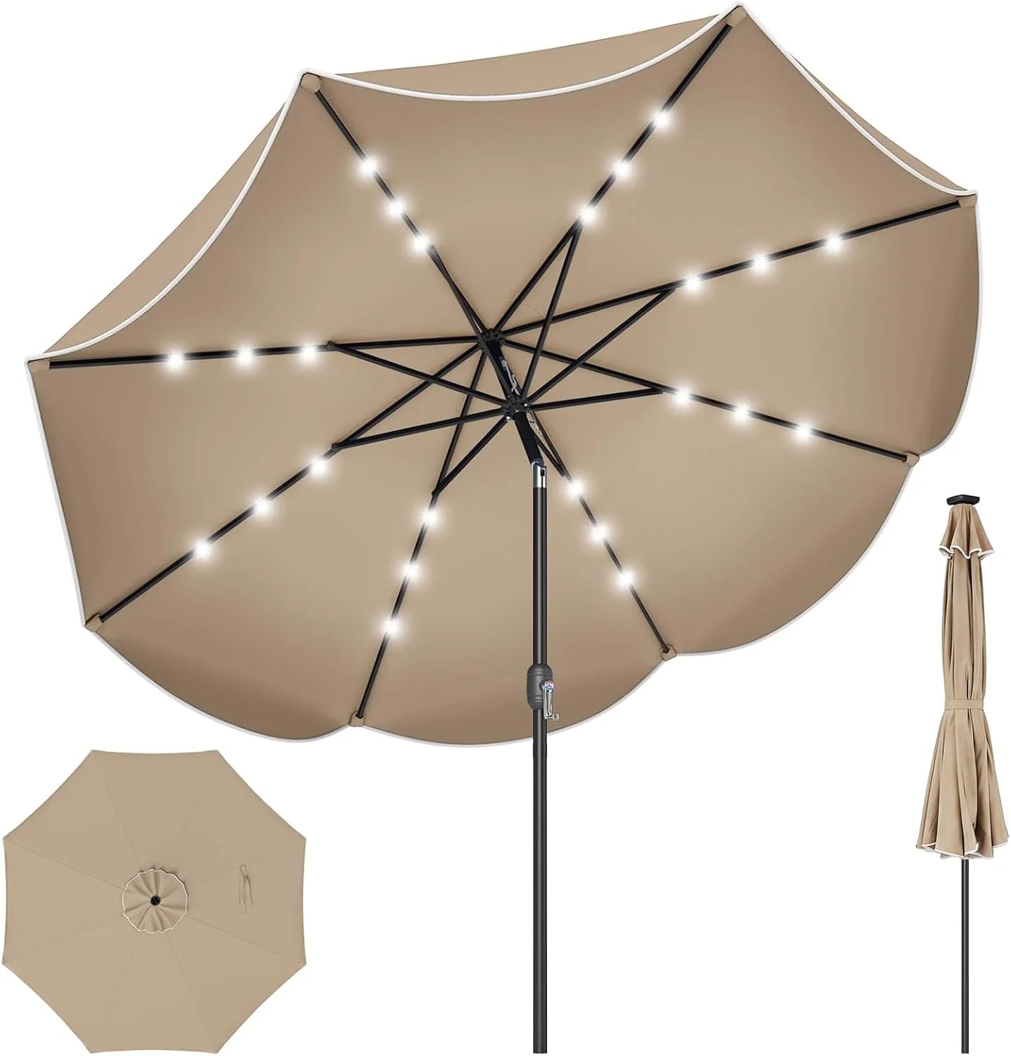 Tangkula 9 FT Solar Patio Umbrella with Base Included