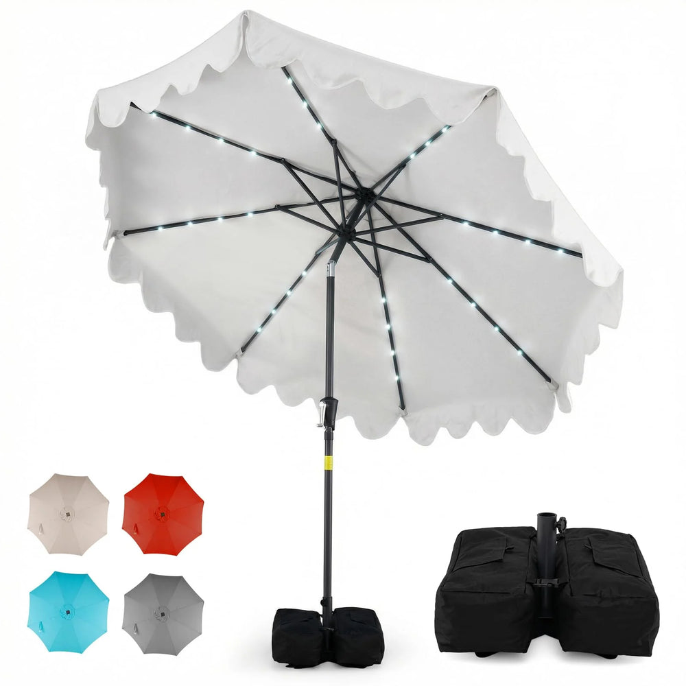 Tangkula 9 FT Solar Patio Umbrella with 32 LED Lights