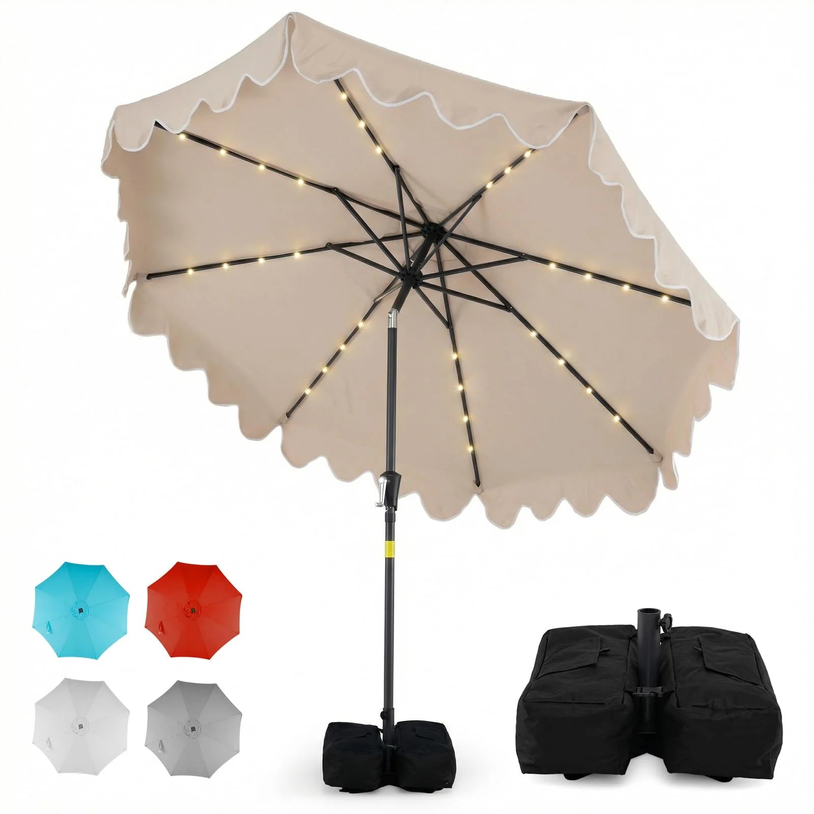 Tangkula 9 FT Solar Patio Umbrella with 32 LED Lights