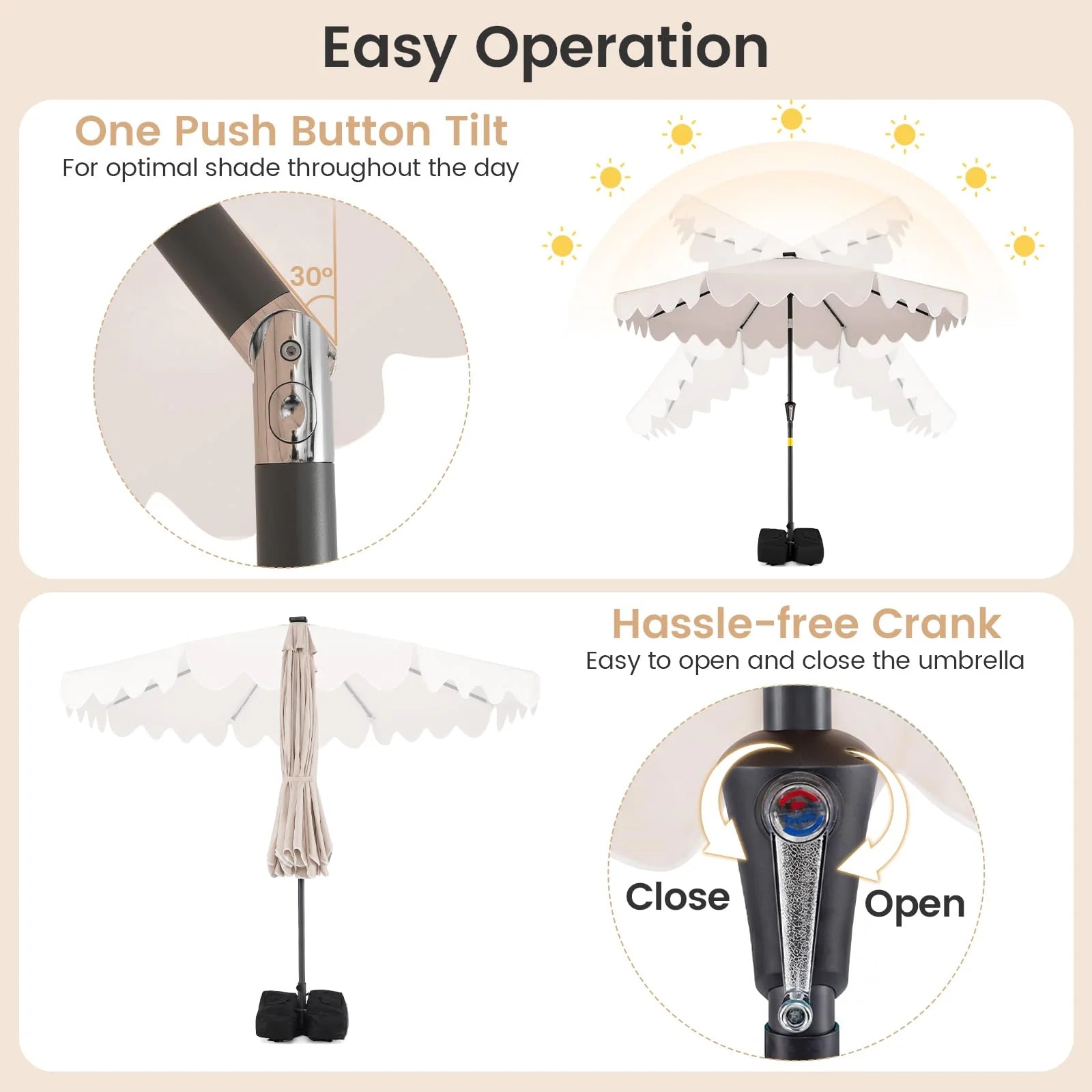 Tangkula 9 FT Solar Patio Umbrella with 32 LED Lights