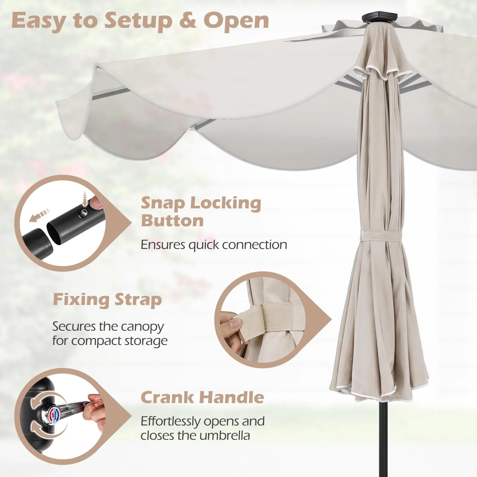 Tangkula 9 FT Solar Patio Umbrella with Base Included