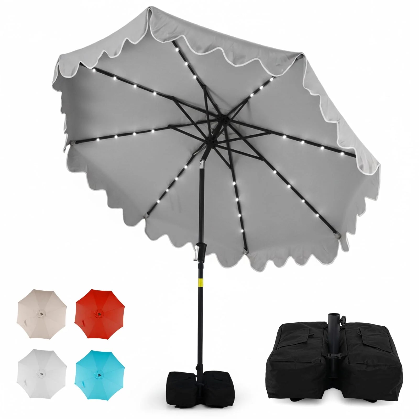 Tangkula 9 FT Solar Patio Umbrella with 32 LED Lights