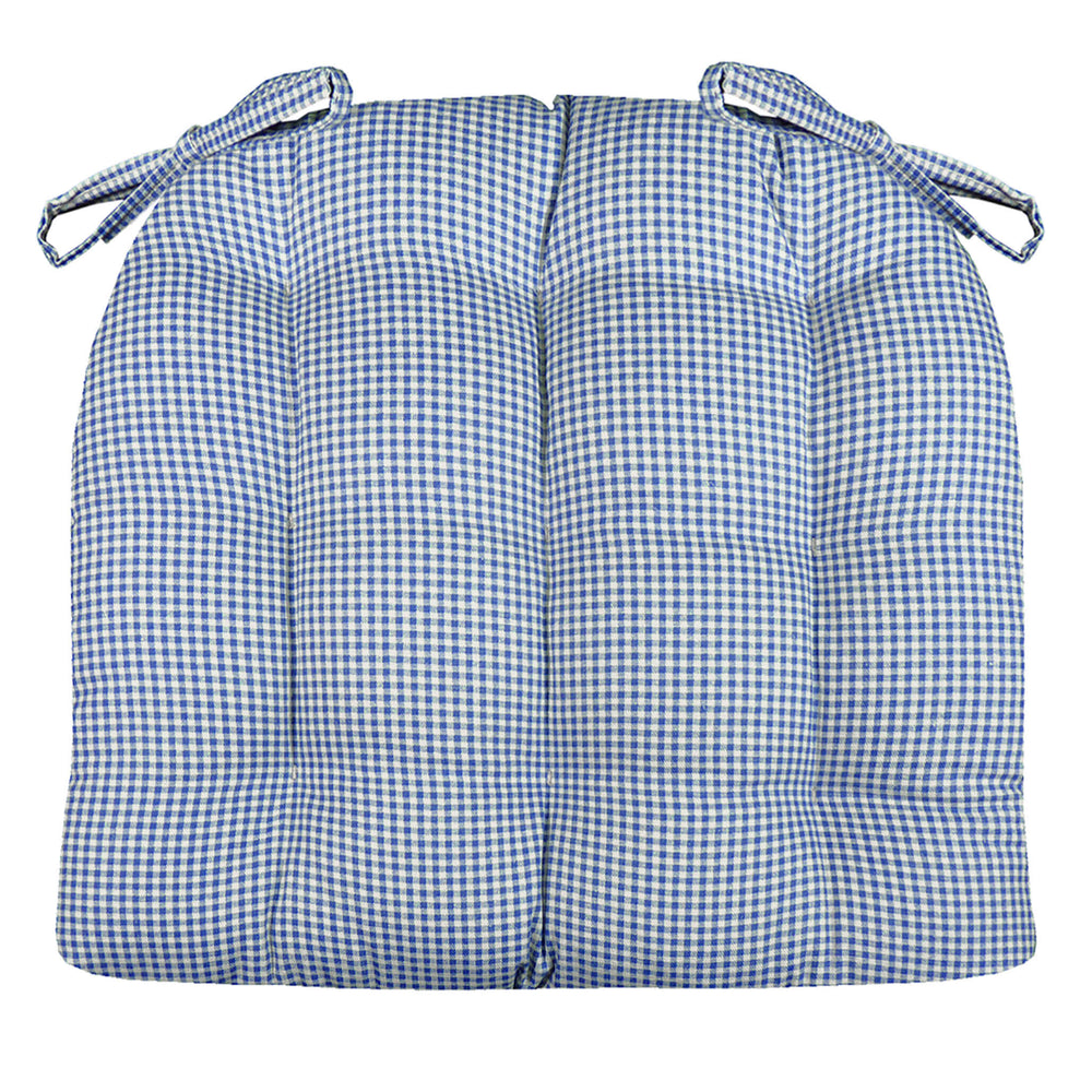 Madrid Dark Blue Dining Chair Pad with Ties - Size Standard - Latex Foam Fill Cushion - Machine Washable, Reversible, Solid Colo